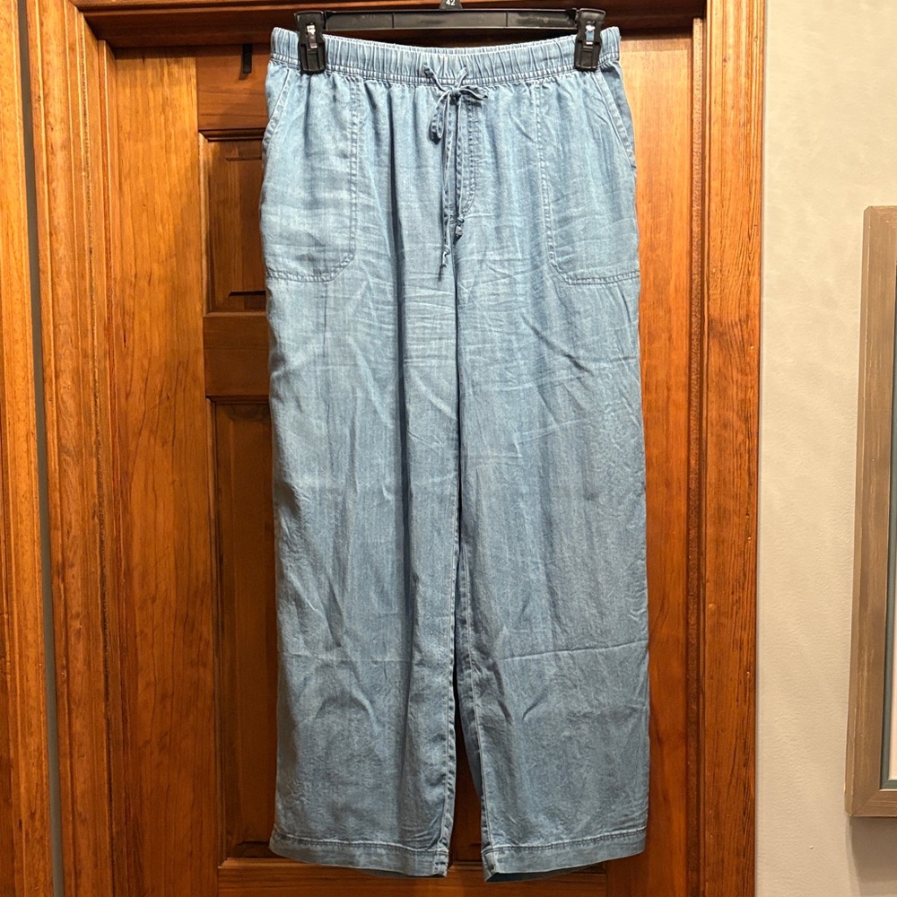Casual Light Blue  Wide Leg Pants